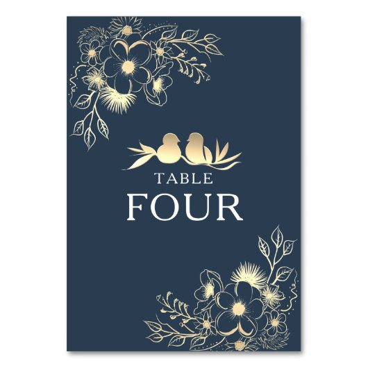 Elegant Navyblauw Tafelnummer voor Trouwfeest (Voorkant)