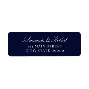 Elegant Navyblauw Trouw Retouradres Etiket