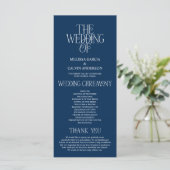 Elegant Navyblauw Typografie Huwelijksprogramma Programma (Staand voorkant)