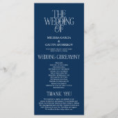 Elegant Navyblauw Typografie Huwelijksprogramma Programma (Voorkant)
