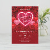 Elegant Neon Heart Valentijns's feestuitnodiging Kaart (Staand voorkant)