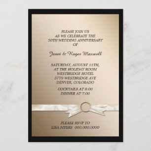 Elegant Nep lint Gouden Huwelijksjubileum Kaart