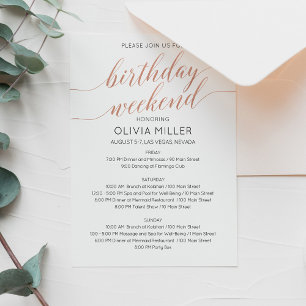 Elegant Nep Rose Goud Weekend Verjaardags Itinerar Kaart