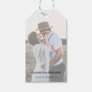 Elegant nep-vellin-effect foto save the date cadeaulabel