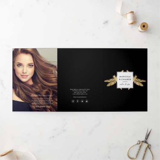Elegant Nepgoud Libelle Duo Zwarte Brochure Drieluik Kaart (Buitenkant)