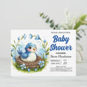 Elegant Nest Woodland Bird Boy Baby shower Kaart (Staand voorkant)