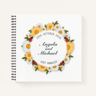 Elegant Net Getrouwd Bloemige Huwelijk Gastboek Notitieboek