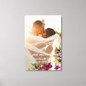 Elegant net getrouwd magenta wit bloemenbruiloft canvas afdruk (Voorkant)