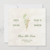 Elegant Neutraal Crème Groen Rustiek Save The Date Kaart (Voorkant)