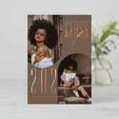 Elegant neutraal foto Afstuderen Folie Uitnodiging (Staand Voorkant)