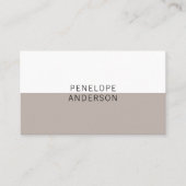 Elegant Neutraal Grijs Minimalistisch QR Code Mode Visitekaartje (Voorkant)