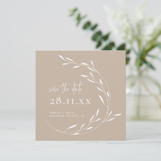 Elegant neutraal groot plein sparen de Datum Save The Date (Staand voorkant)