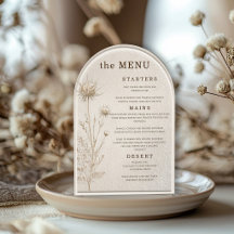 Elegant Neutraal Ivoor Pampas Boog Trouwmenu