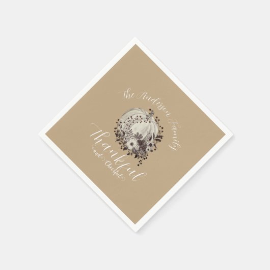 Elegant Neutral Autumn ‘Thankful And Cheerful’ Servet (Hoek)