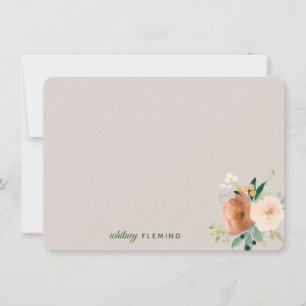 Elegant Neutral Boho Waterverf Floral Personal No Notitiekaartje