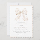 Elegant Neutral Bow Baby shower Uitnodiging (Voorkant)