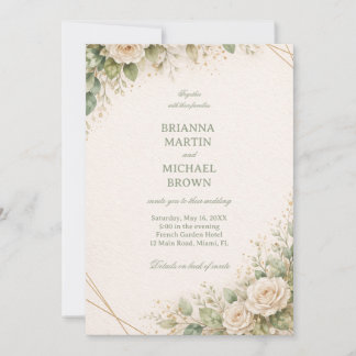 Elegant Neutral Floral Greenery Kaart