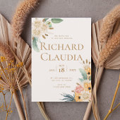 Elegant Neutral Floral Wedding Invitation