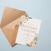Elegant Neutral Floral Wedding Invitation