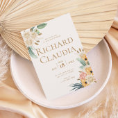 Elegant Neutral Floral Wedding Invitation
