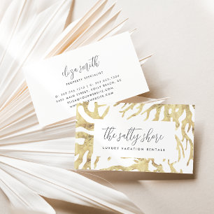 Elegant Neutral Gold Ocean Coral Visitekaartje