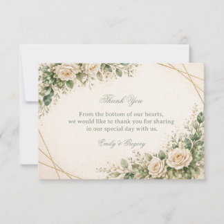 Elegant Neutral Greenery Floral Bedankkaart