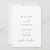 Elegant Neutral Script Photo Wedding Invitation Kaart (Voorkant)