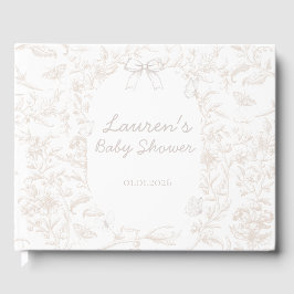 Elegant Neutral Toile Natuur Baby shower Gastenboek