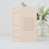 Elegant Neutral Wedding Guest Informatiekaartje (Staand voorkant)