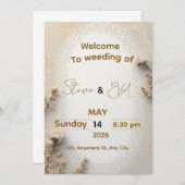 Elegant Neutral Wedding Invitation in Brown & Beig (Devant / Derrière)