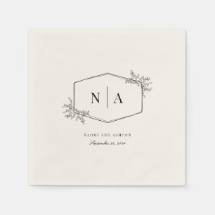 Elegant Neutral Wedding Monogram Servet