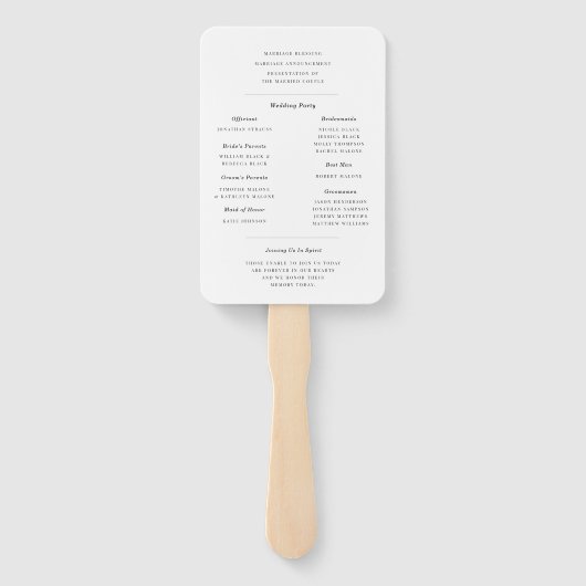 Elegant Neutral Wedding Programme Handwaaier (Achterkant)