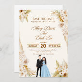 Elegant Neutral Wedding Template Kaart (Voorkant / Achterkant)