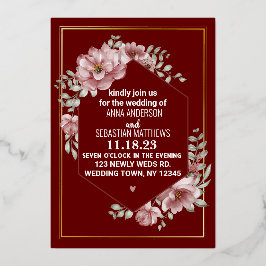 Elegant Neutrale Waterverf Floral Wedding Folie I Uitnodiging