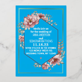 Elegant Neutrale Waterverf Floral Wedding Folie I Uitnodiging