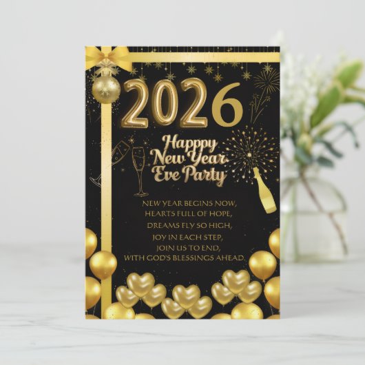 Elegant New Year Eve Party Invitation Card (Debout devant)