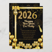 Elegant New Year Eve Party Invitation Card (Devant / Derrière)
