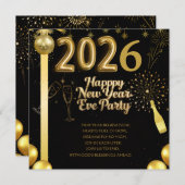 Elegant New Year Eve Party Invitation Card (Devant / Derrière)