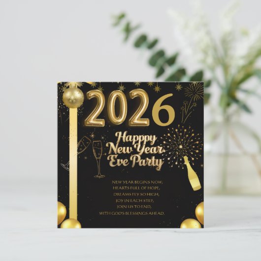 Elegant New Year Eve Party Invitation Card (Debout devant)