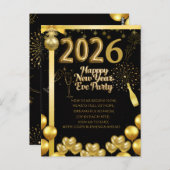 Elegant New Year Eve Party Invitation Card (Devant / Derrière)
