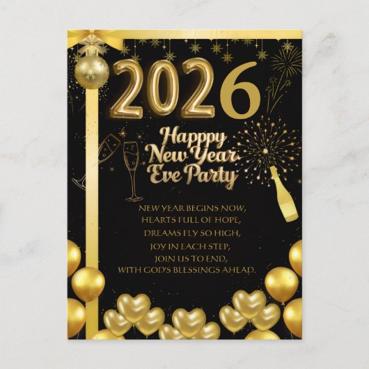 Elegant New Year Eve Party Invitation Card (Devant)