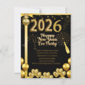 Elegant New Year Eve Party Invitation Card RSVP Kaartje (Voorkant)