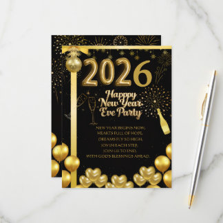 Elegant New Year Eve Party Invitation Card RSVP Kaartje