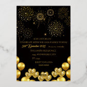Elegant New Year Eve Party Invitation Foil Card (Verso)