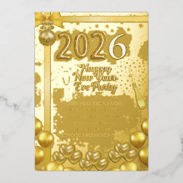 Elegant New Year Eve Party Invitation Foil Card Folie Uitnodiging