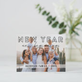 Elegant New Year New Beginnings Calligraphy Photo Briefkaart (Staand voorkant)