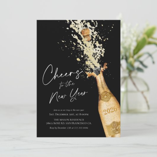 Elegant New Year Party Invitation Kaart (Staand voorkant)