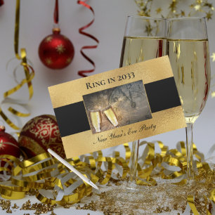 Elegant New Year's Eve Black Gold Party - Groot Rechthoekige Sticker
