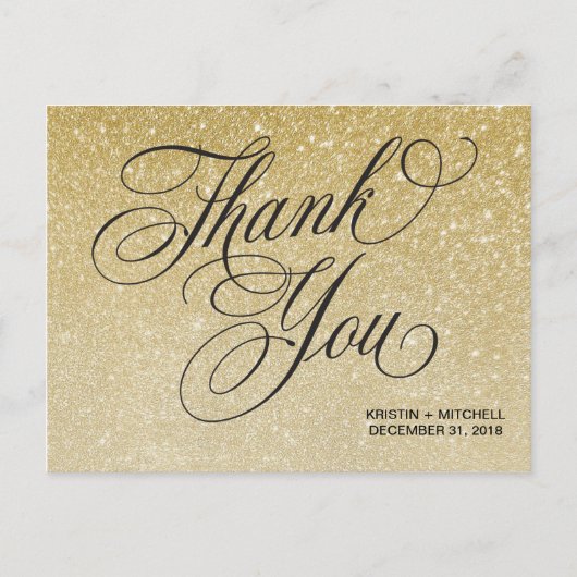 Elegant New Years Eve Bruiloft Dank u Briefkaart (Voorkant)