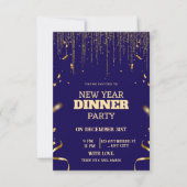 Elegant New Year's Eve Dinner Party Invitation (Devant)